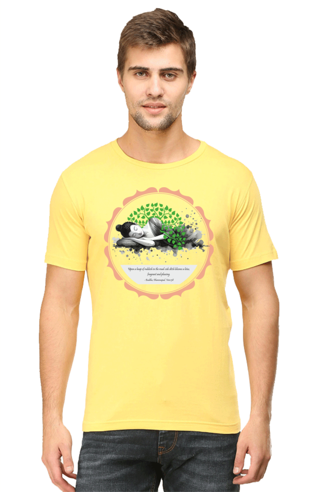 Wear Wisdom, Wear Peace - Buddha Quote Round Neck T-Shirts verse58