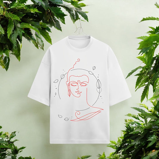 Serene Style, Timeless Comfort - Minimalistic Buddha Terry Oversized  T-Shirt