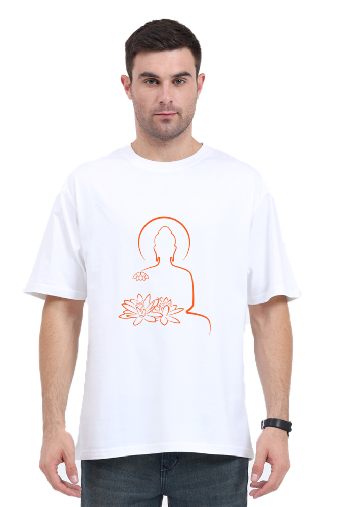 Serene Style, Timeless Comfort - Minimalistic Buddha lotus Oversized T-Shirt